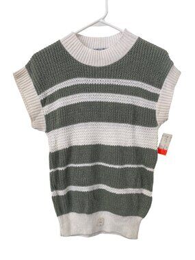 Vintage 80s College Point Sweater Size Striped Green White Cozy Deadstock NEW